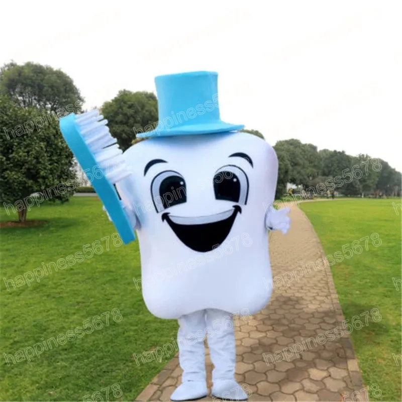 Performance White Tooth Mascot Costumes Christmas Cartoon Character Outfits kostym Birthday Party Halloween Outdoor Outfit Suit