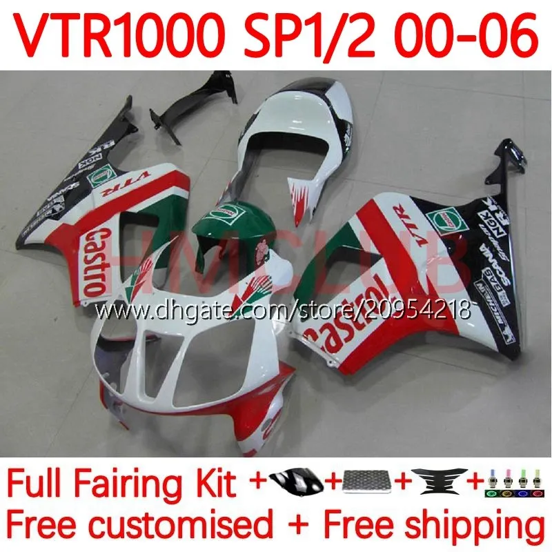 Kit carrozzeria per HONDA VTR1000 RC51 SP1 SP2 RTV1000 2000-2006 Bodys 110No.10 VTR-1000 00 01 02 03 04 05 06 VTR 1000 2000 2001 2002 2003 2004 2005 2006 Carenatura bianco rosso