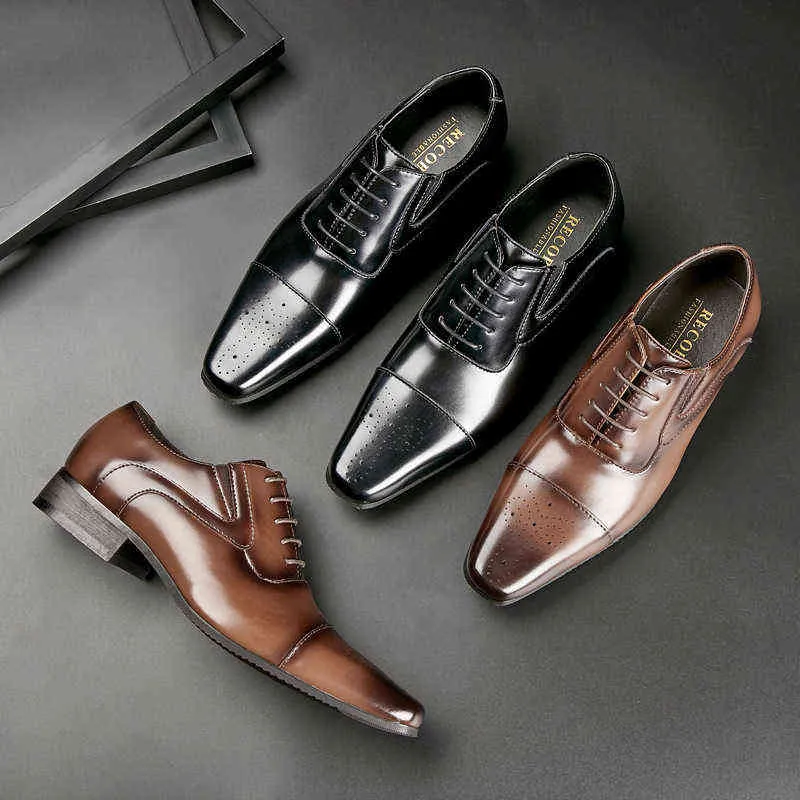 Dress Shoes 2022 Summer New Hand Brushed Men's Business Formal Clothes Block Leather Shoes Casual Fashion Trend Versatile 220810