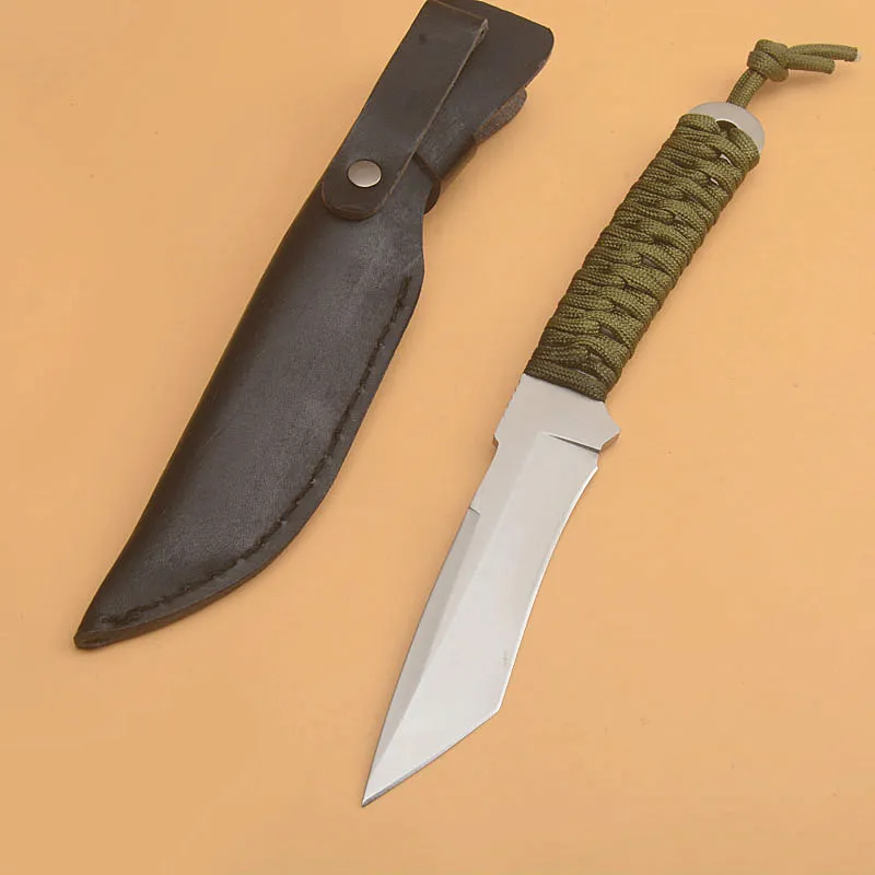 Special Offer Survival Straight Knife 5Cr13Mov Satin Tanto Point Blade Full Tang Paracord Handle