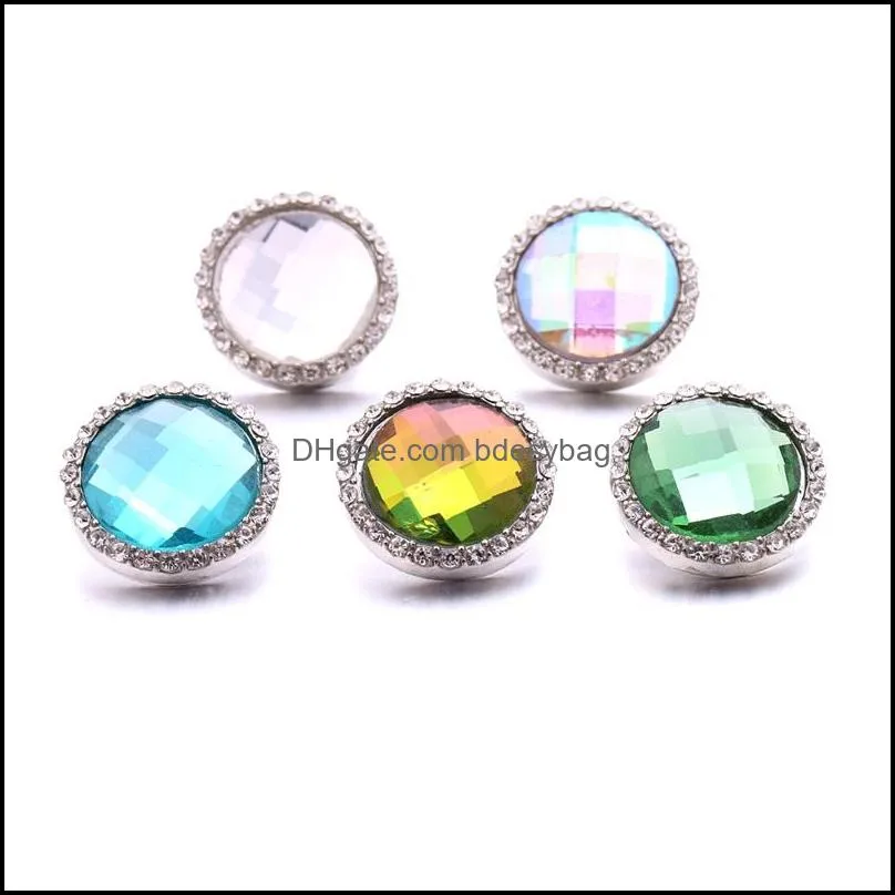 Clasps Hooks Dazzling Rhinestone Chunk 18Mm Snap Button Zircon Round Charms Bk For Snaps Diy Jewelry Findings Suppliers Gi Bdesybag Dhzk1