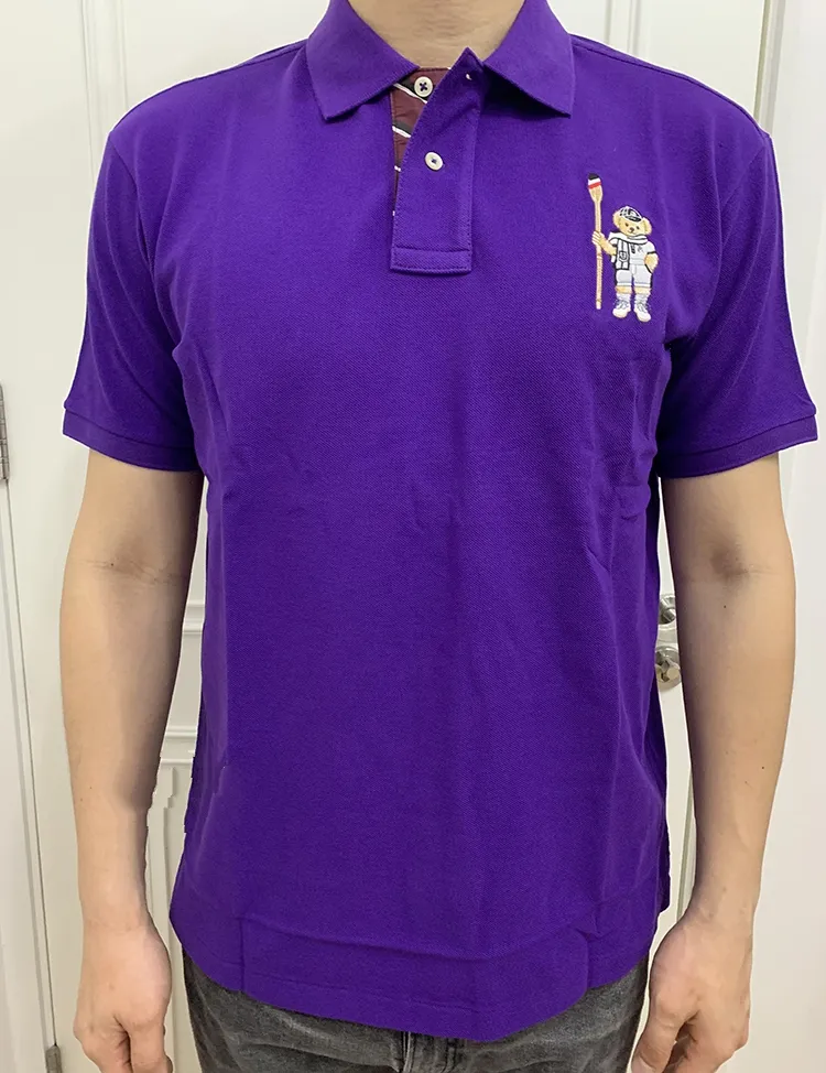 High quality US men`s polo bear shirt with embroidery boating bear designer short sleeve 4XL 5XL poloshirt