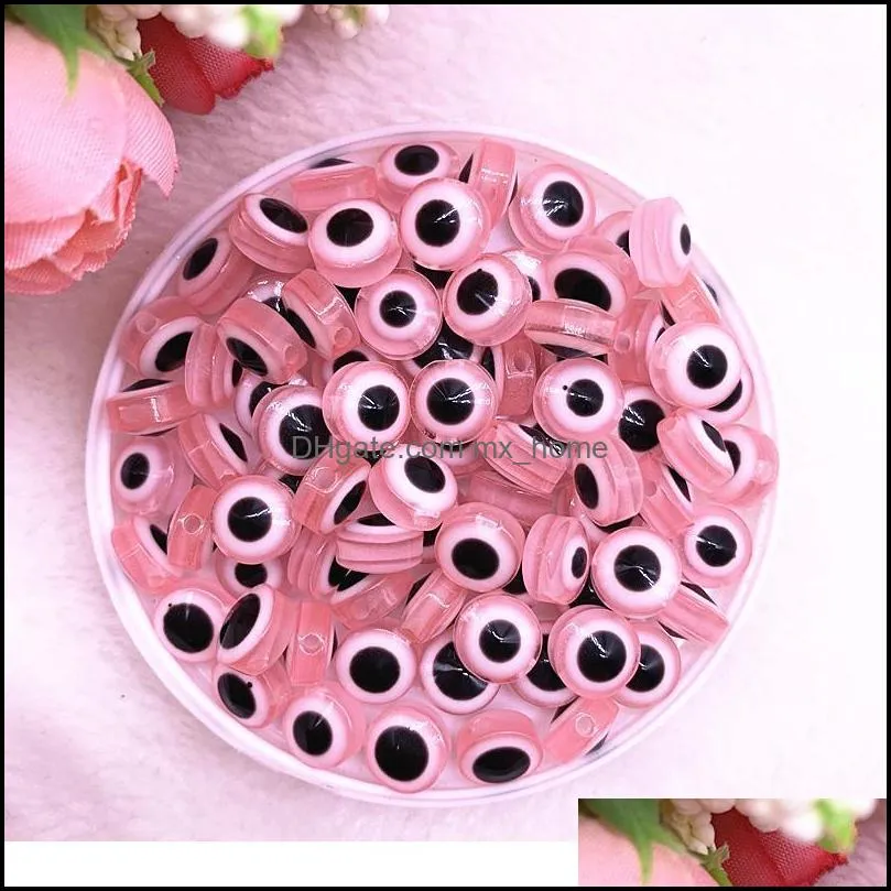 New 50pcs 8/10mm Oval Beads Evil Eye Resin Spacer Beads For Jewelry Making Diy Bracelet B jllKXe