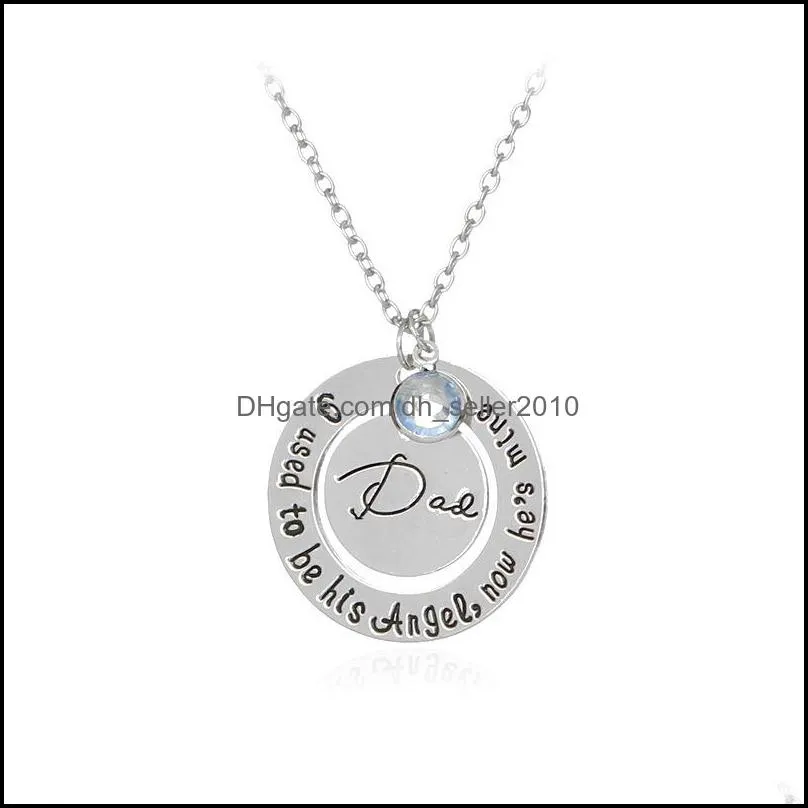 pretty mom dad necklace mother`s day necklace beautiful jewelry gift circle pendant necklace