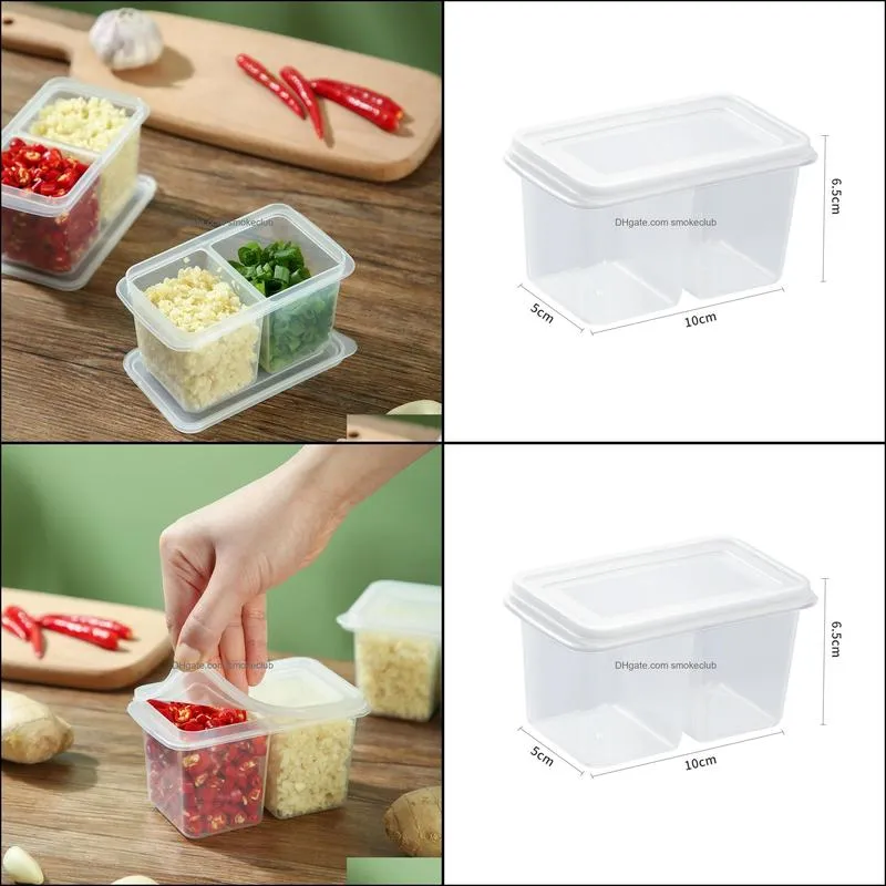 2 Grids -Keeping Box Separated Food-Grade Plastic Household Refrigerator Small Onion Ginger Garlic Storage Box