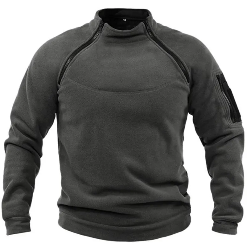 Sweats à capuche pour hommes Sweatshirts tactiques vestes d'extérieur polaire chasse fermetures à glissière col montant pulls mâle chaud sweat hiver coupe-vent sous-vêtements hauts 230206