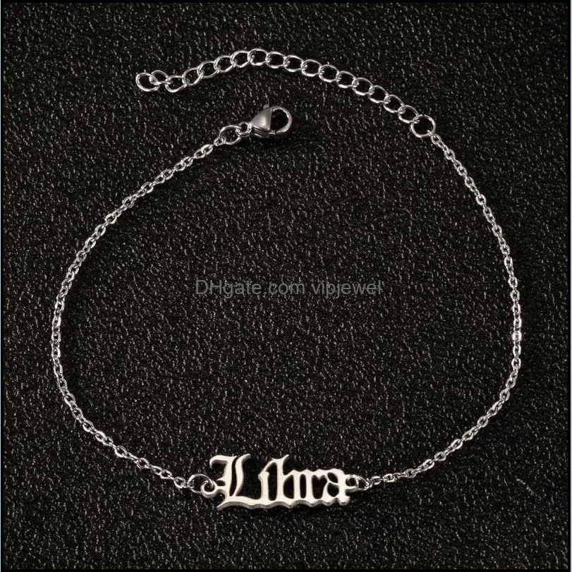 hot stainless steel horoscope zodiac anklet