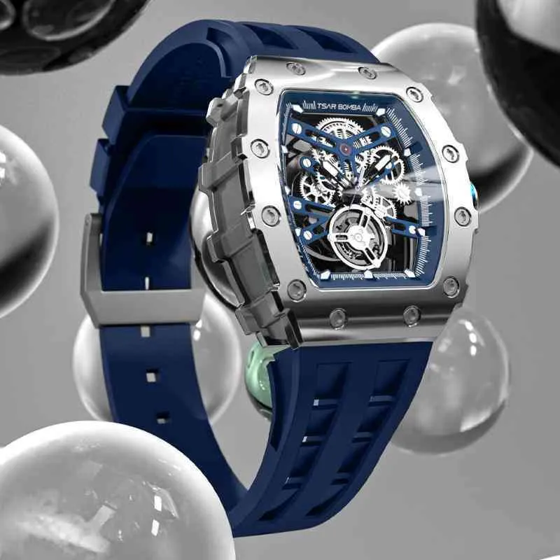 Titta på Designer Luxury Mens Mechanics Titta på Rihca Milles armbandsur för män Tsar Bomba Mechanical Wristwatch Tonneau Design Sapphire Crys