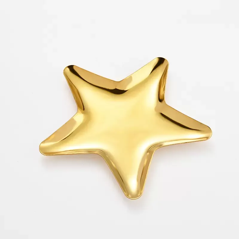 Storage Mirror Tray Star Shape Fruit Plates Jewelry Display Tray Stainless Steel Desktop Dessert Dish Decor LX3925