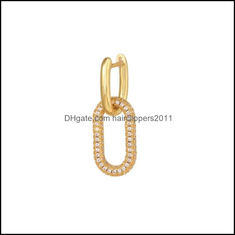 copper dangle zircon rectangle earring hoop geometric cz body earrings for women and girls