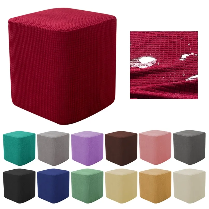 Cuboid Rectangle Ottoman Chair Footstool Seat Storage Slipcover Protector Sofa Foot Stool Covers Waterproof 1pc 220615