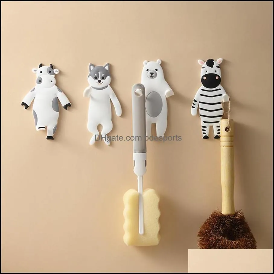 Cute sticky hook creative bendable environmentally friendly PVC decorative hook cartoon animal