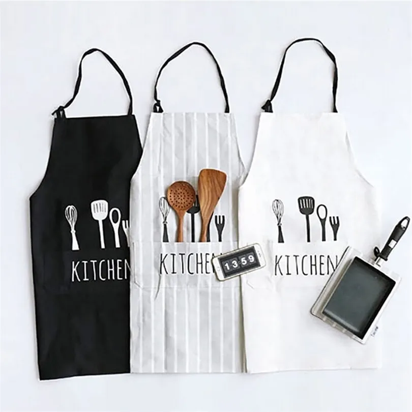 Регулируемый узор печати фарфровой шеф -повар кухонный повар Фартук с карманами полиэстера для водонепроницаемой кухонные инструменты для мужчины 201007