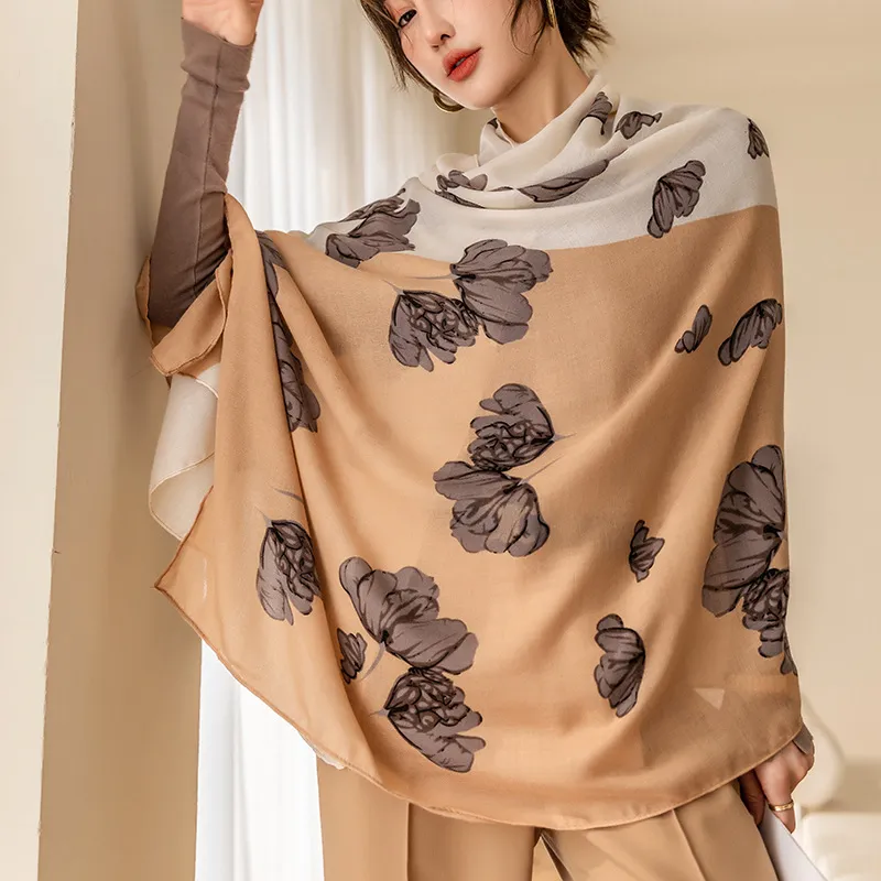 Len￧os femininos protetor solar xale de ver￣o com ar condicionado len￧o de seda longos len￧os de seda xale de luxo