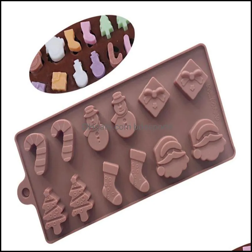 Fast shipping Christmas day santa Silicone Chocolate Molds Bar Mould Cake Mold Ice Tray Cake Decorating Tool