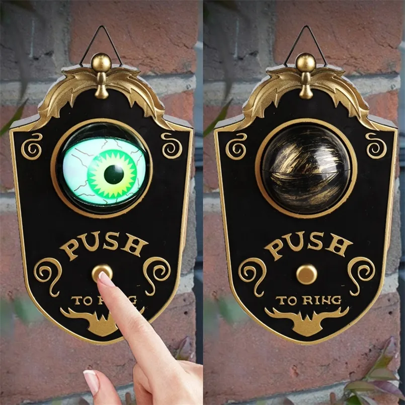 Halloween Toys Halloween One Eyed Doorbell Haunted Decoration Horror Props Glowing Hanging Piece Door Hanging Doorbell Eyeball Bell Decor 220826