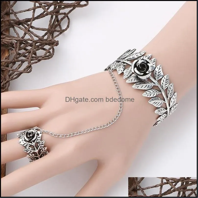 bangle fashion style women rose lace flower drop bracelet slave set lolita gothic ball wristband ornament gift 2021 autumn #20