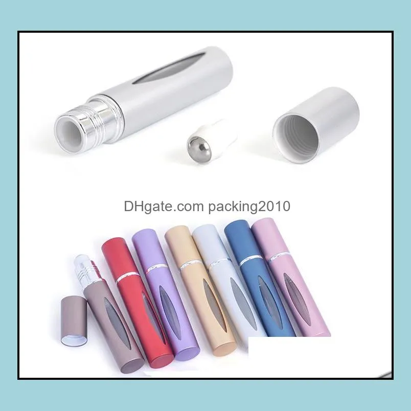 100pcs 10ml aluminum perfume bottle steel roll-on for essential oil mini roller ball bottles travel refillable case container sn4309