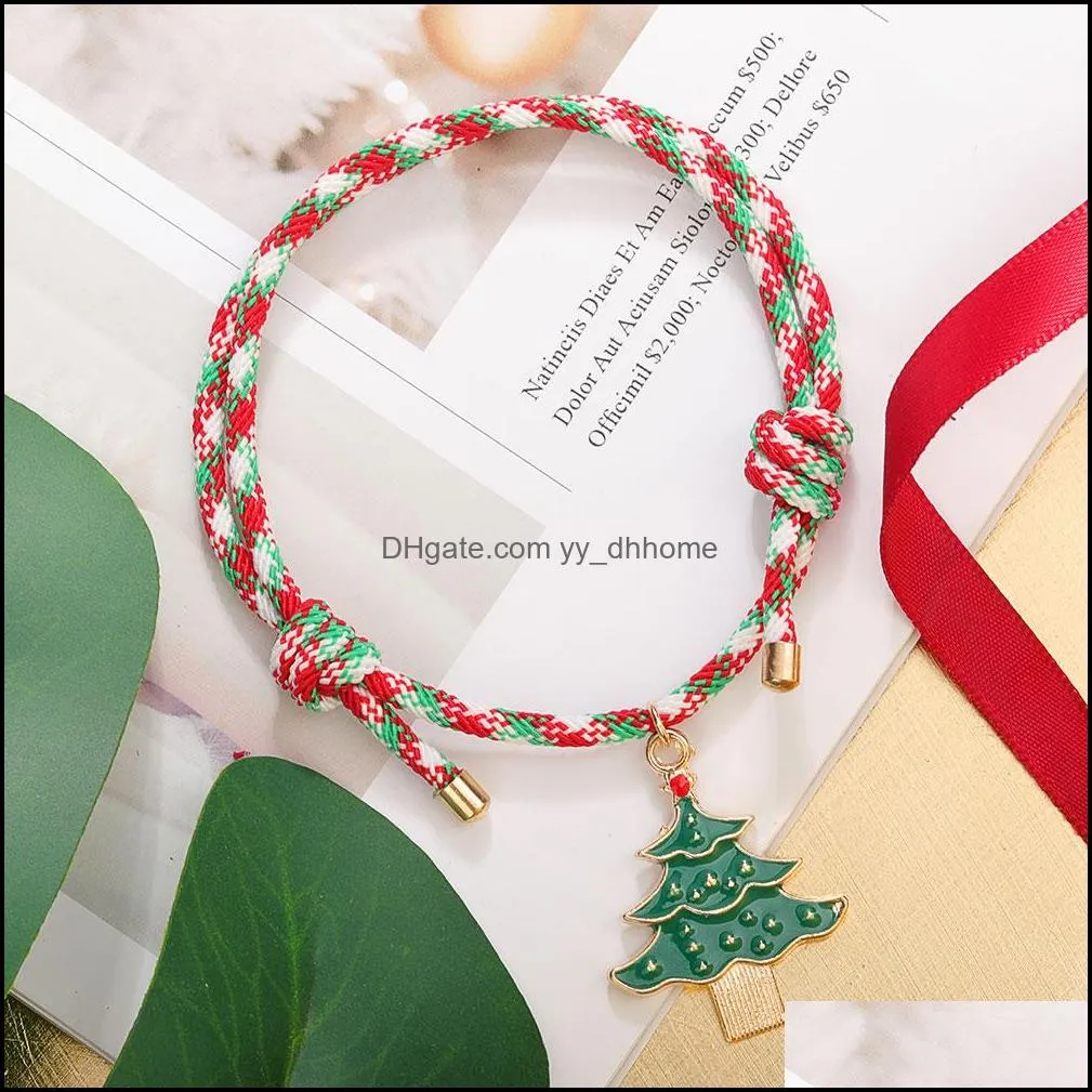 hand-woven charm bracelets santa claus christmas tree pendant chain bracelet ladies children`s jewelry gift