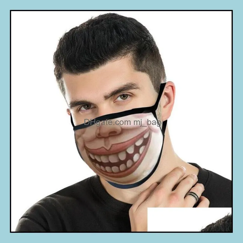 10pcs washable funny cartoon mouth mask anti dust pm2.5 cotton masks reusable fashion zwl