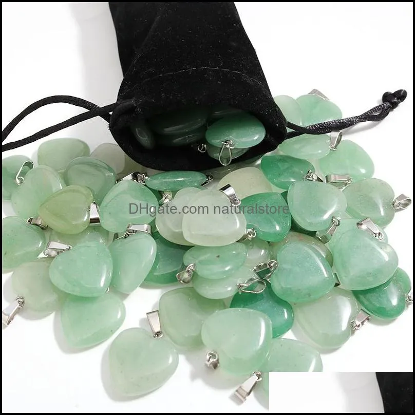 Natural Heart Stone charms Pendants Green Aventurine Gemstone 20mm For Women Charms DIY Jewelry Making Accessories