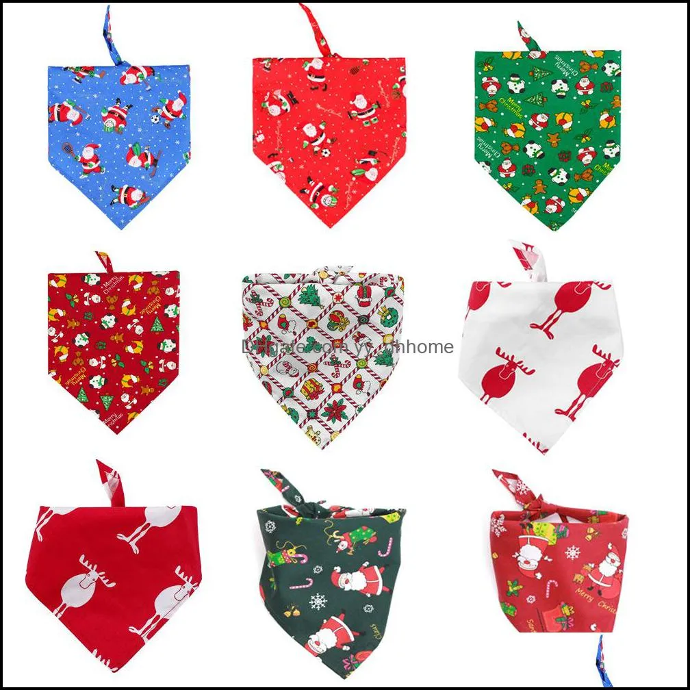 printed pet triangle scarf christmas santas pet bow ties collar cat pupply pet lovely scarfs accessories vt1960