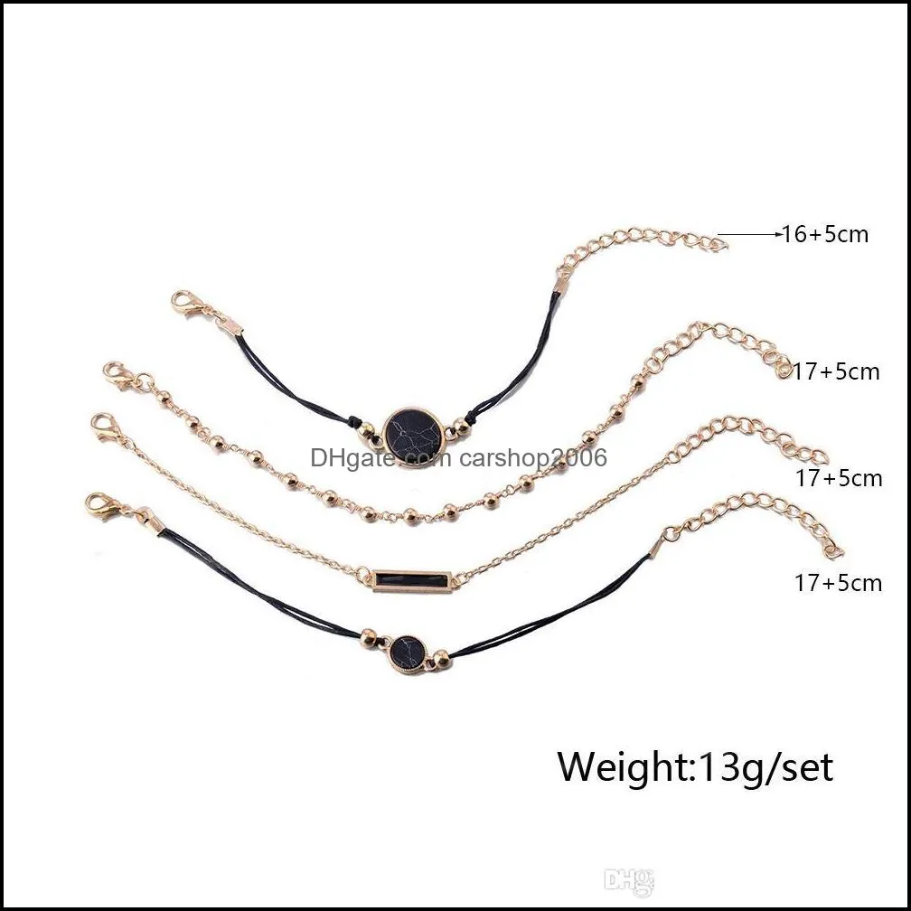 4pcs/set Exquisite Simple Layered Boho Bracelet Set Stackable Bracelets Friendship Bangle Adjustable Women Charm Jewelry Accessories