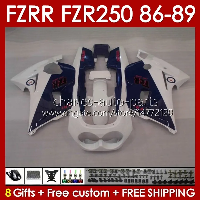 Yamaha FZR250R FZRR FZR 250R 250RR FZR 250 86-89 바디 화이트 글로시 FZR-250 142NO.14 FZR-250R FZR250 R RR 86 87 88 88 89 FZR250RR 1987 1988 1989 페어링 키트