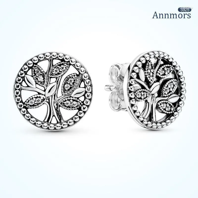 Stud Earrings Tree Of Life Silver Plated Round Vintage Hollow Wedding Fashion Gift Simple Women JewelryStud Odet22 Farl22