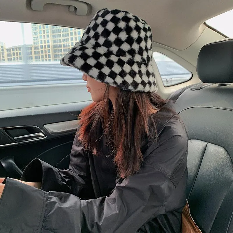 Black and best sale white checkered hat