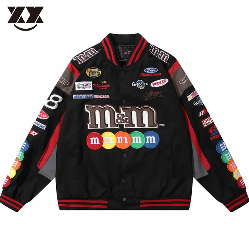 Giacca Baseball Uomo Bomber College Oversize - Varsity Color Block Retrò, Primavera Autunno, Taglia EU