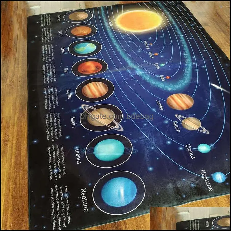 3D Solar system Children Room Carpet Space Planet Rug For Boy Bedroom Anti-slip Mat Bathroom Home Decor Play Crawling Floor Mat 220329