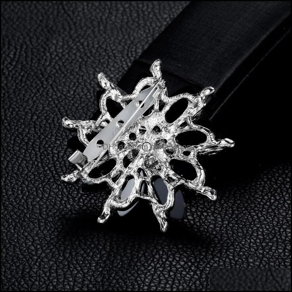 Black Crystal Resin Brooches Clear Rhinestone Brooch Pins For Wedding
