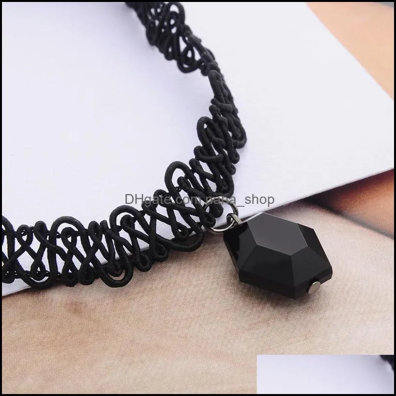 Hot Selling Jewelry For women choker Handmade Vintage Stretch Tattoo Lace choker necklaces Gothic Punk Elastic Cross Pendant Necklaces