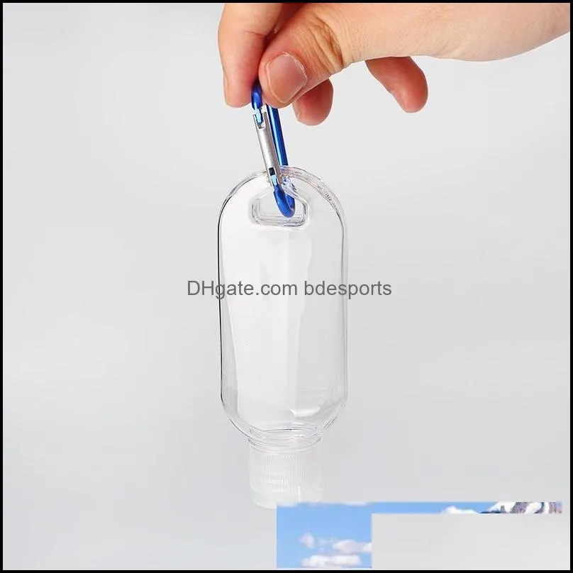 50ML Empty Hand Sanitizer Bottles Alcohol Refillable Bottle With Key Ring Hook Outdoor Portable Clear Transparent Gel Bottle EEA1548