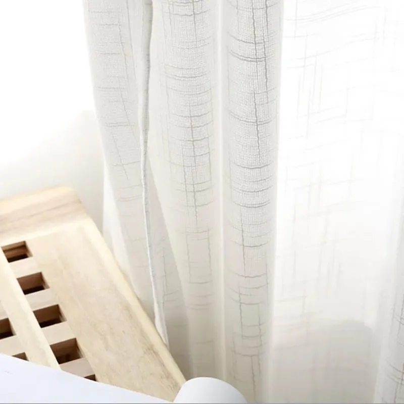 Cortina cortina de estilo nórdico varanda sala de estar transversal linho linho puro gaze branca espessada para a cozinha colcurtain