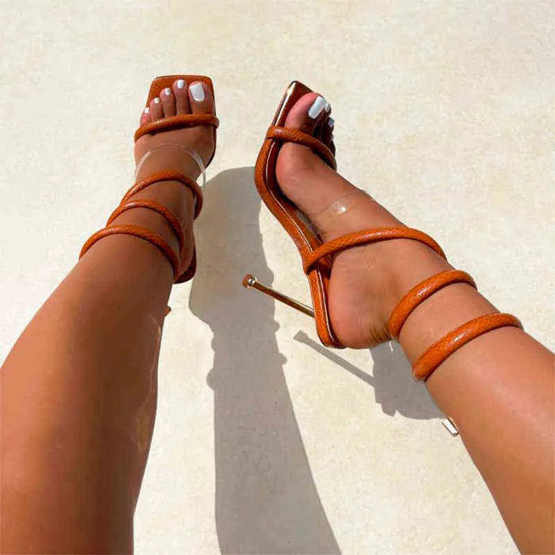 Brown Sandals - Strappy Sandals - High Heel Sandals - Slide Heels - Lulus