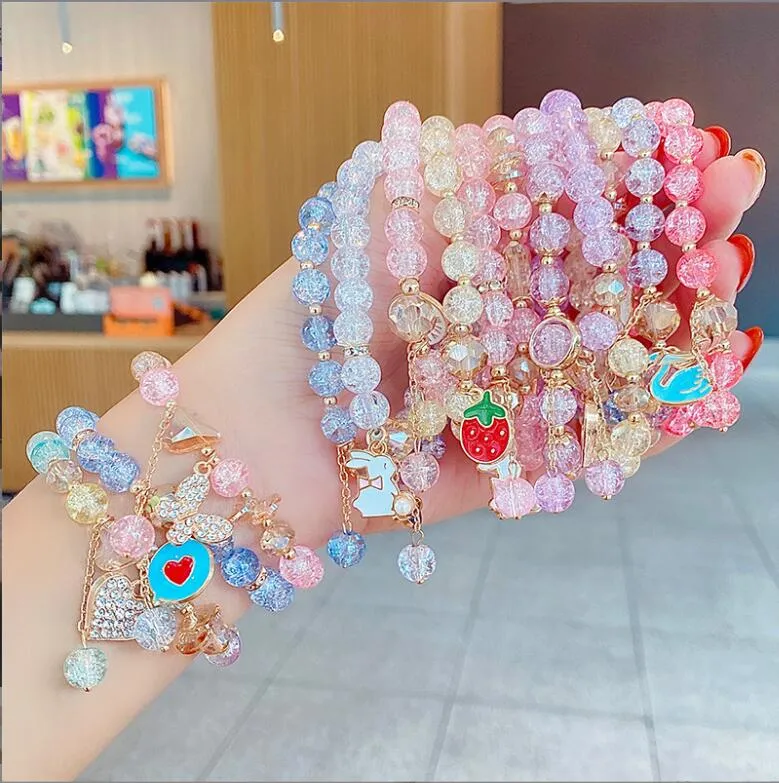 Multi 70 Design Candy perline bambini Bracciale gioielli fortunati I bambini felici amano il braccialetto con ciondoli a cuore Regalo per bambini