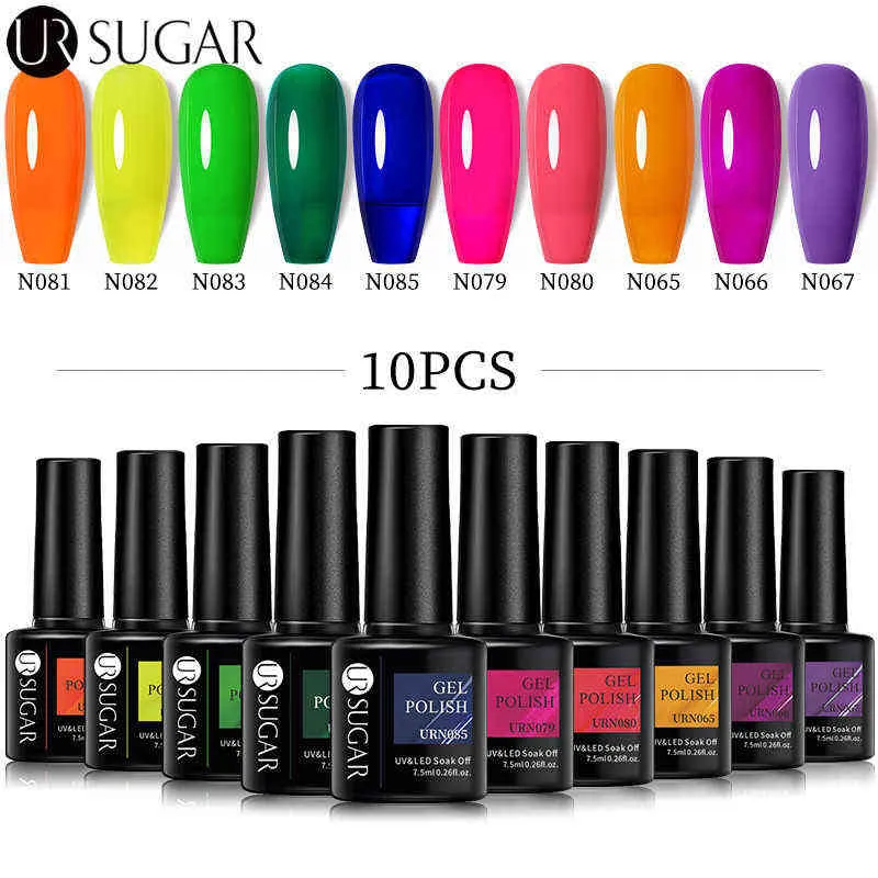 Nxy Gel de uñas 10 unids Set Polish Neon Glitter Red Glitter Semi Permanente Barniz Off UV LED S TODO PARA MANICURA 0328