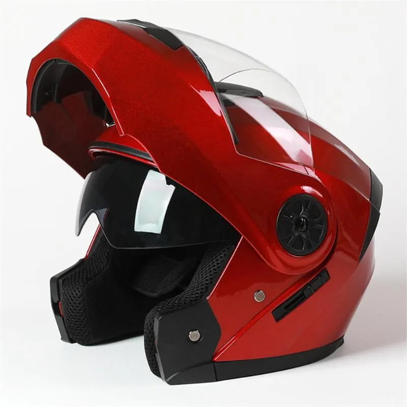 Hełmy motocyklowe Przewijaj hełm wyścig letni zima podwójna soczewka Visor Motobike Moto Casco Lekkie unisex modułowe motocykl motocyklowe