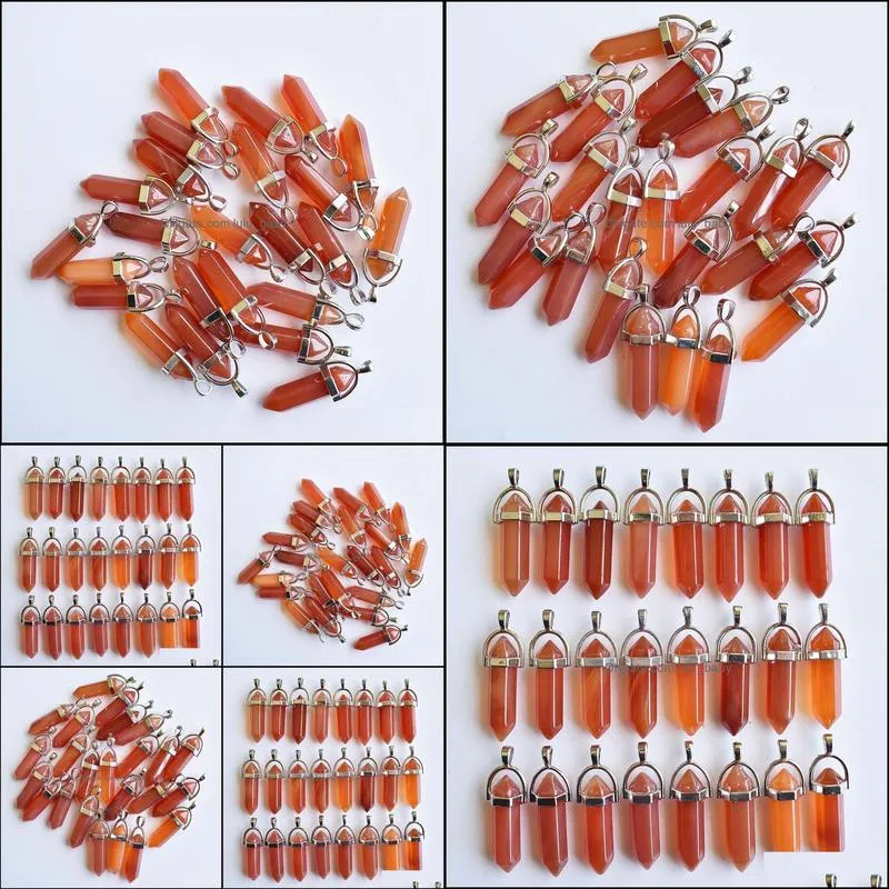 natural stone red onyx bullet shape charms point Chakra pendants for jewelry making diy necklace earrings