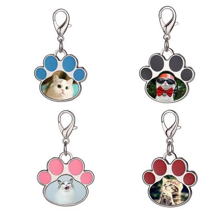 Sublimation Blank Keychain Pendant Creative Cat Paw Shape Keychains Heat Transfer Key Chain DIY Pet Keyring