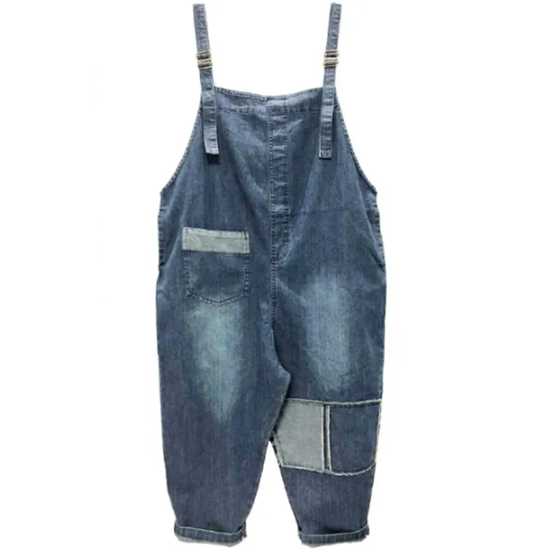 Kvinnors jumpsuits rompers kvinnor denim overaller rippade stretch dungarees hög midja långa jeans penna byxor jumpsuit blå jumpsuitswomen's