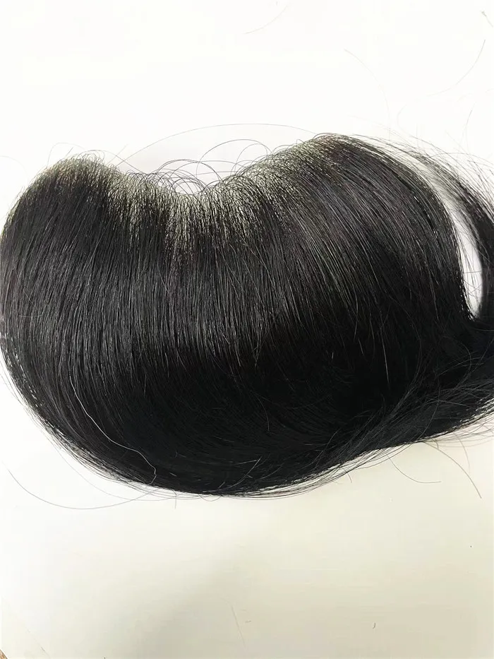 100% Indian Virgin Human Hair Piece v Loop Front Hairlin Poue Toupee Super Thin Skin Pu Frontal Hairlines For Mens Toupees Hair Patch Pieces Fast Express Delivery