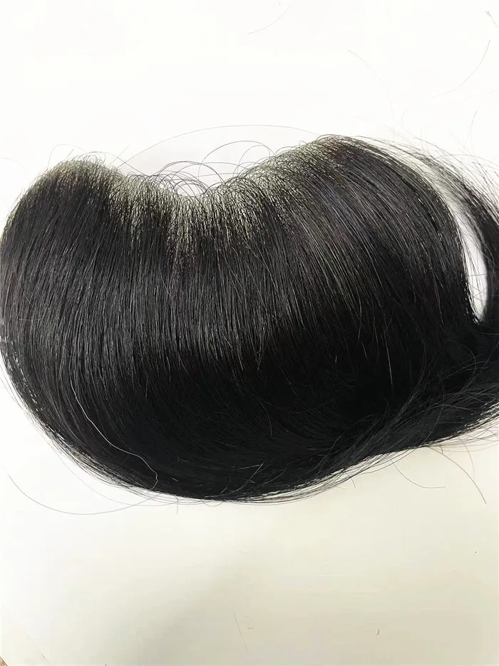 100% Indian Virgin Virgin Human Hair Piece v Loop Front Front Toupee Toupee Super Fin Skin Pu Frontal Hairlines para homens Tupees Pascos de cabelo Peda￧os Expressa r￡pida entrega