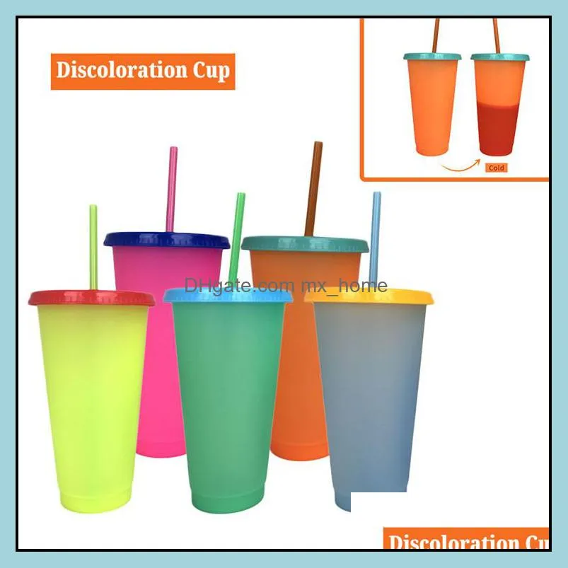 2020 temperature changing cup plastic insulated drinking tumbler with lids and straws magic coffee mug water bottle