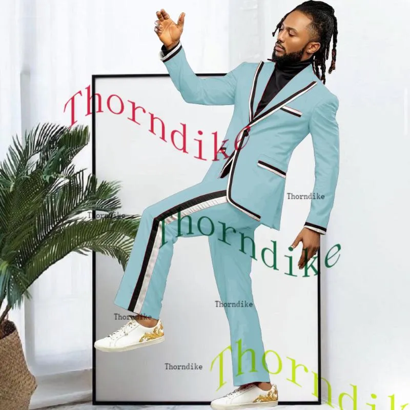 Mens Suits & Blazers Thorndike 2023 Light Blue Slim Fit Latest Men Suit