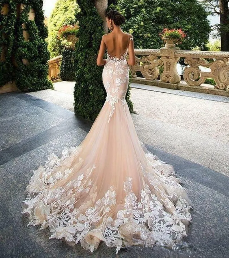 New Years Modest Mermaid Wedding Dresses Long Backless Bridal Gown Beaded Crystals Sexy Lace Applique Sweep Train Custom Made African Plus Size Vestido De Novia From 279 43 DHgate