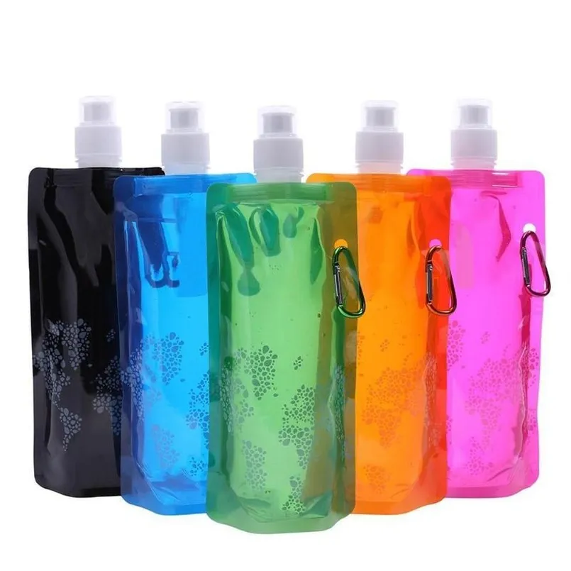 Portable Ultralight Foldable Silicone Water bag Water Bottle Bag Outdoor Sport Supplies Hiking Camping Soft Flask Water Bag sxaug02