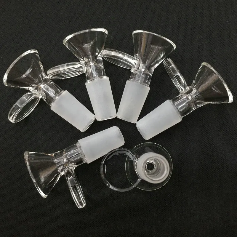 14mm männliche Glasschalen mit rundem Kuchen Pyrex Rauchpfeifen Klare dicke Glastabakschale Dab Rig Percolater Bong Weiblicher Adapter Transparente Rauchwerkzeuge Großhandel